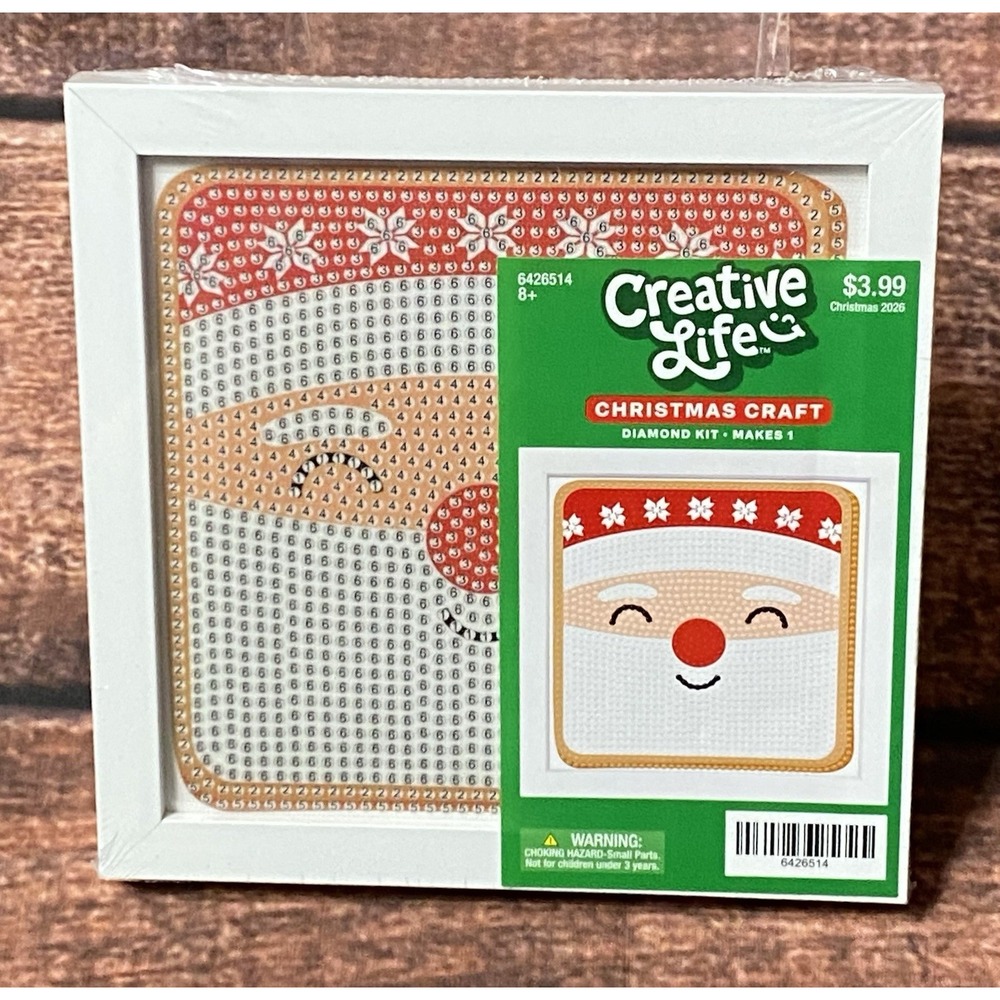 Santa Clause Face Square Diamond Painting Kit in Frame Hobby Lobby Creative Life